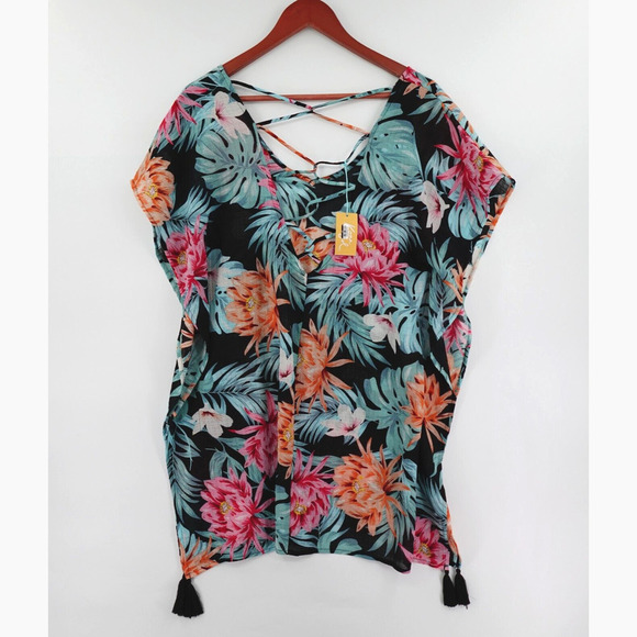 Kona Sol Dress Cover-Up Women Small Tropical Floral Print Tunic - Picture 7 of 12